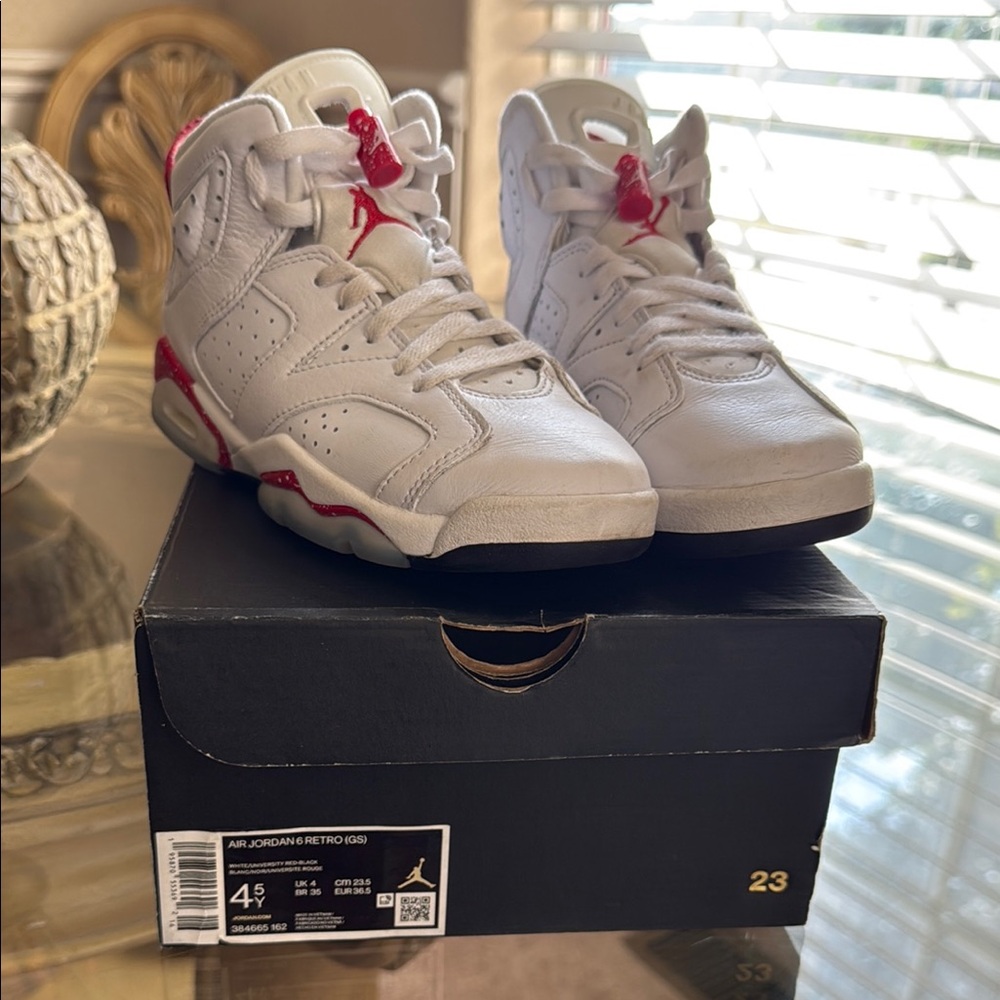 Jordan 6 Kids Sneakers - White and Red